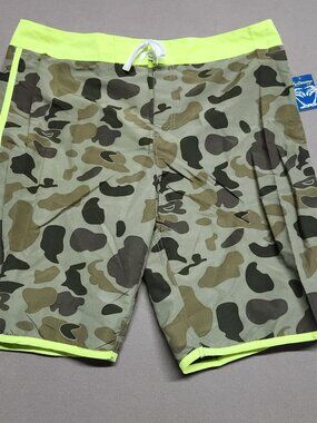 Castaways Men’S Board Shorts 40 Waist 3Xl Camo Neon Swim Trunks Drawstring 144